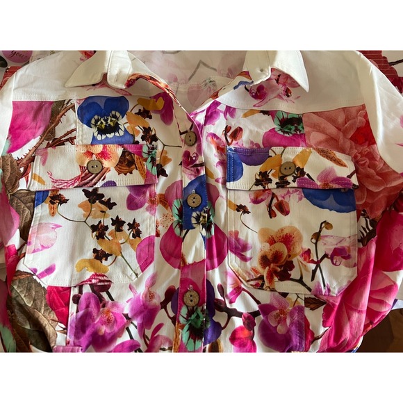 Desigual Christian Lacroix Floral Belted Short Sleeve Mini Shirt Dress Size M - Picture 6 of 7